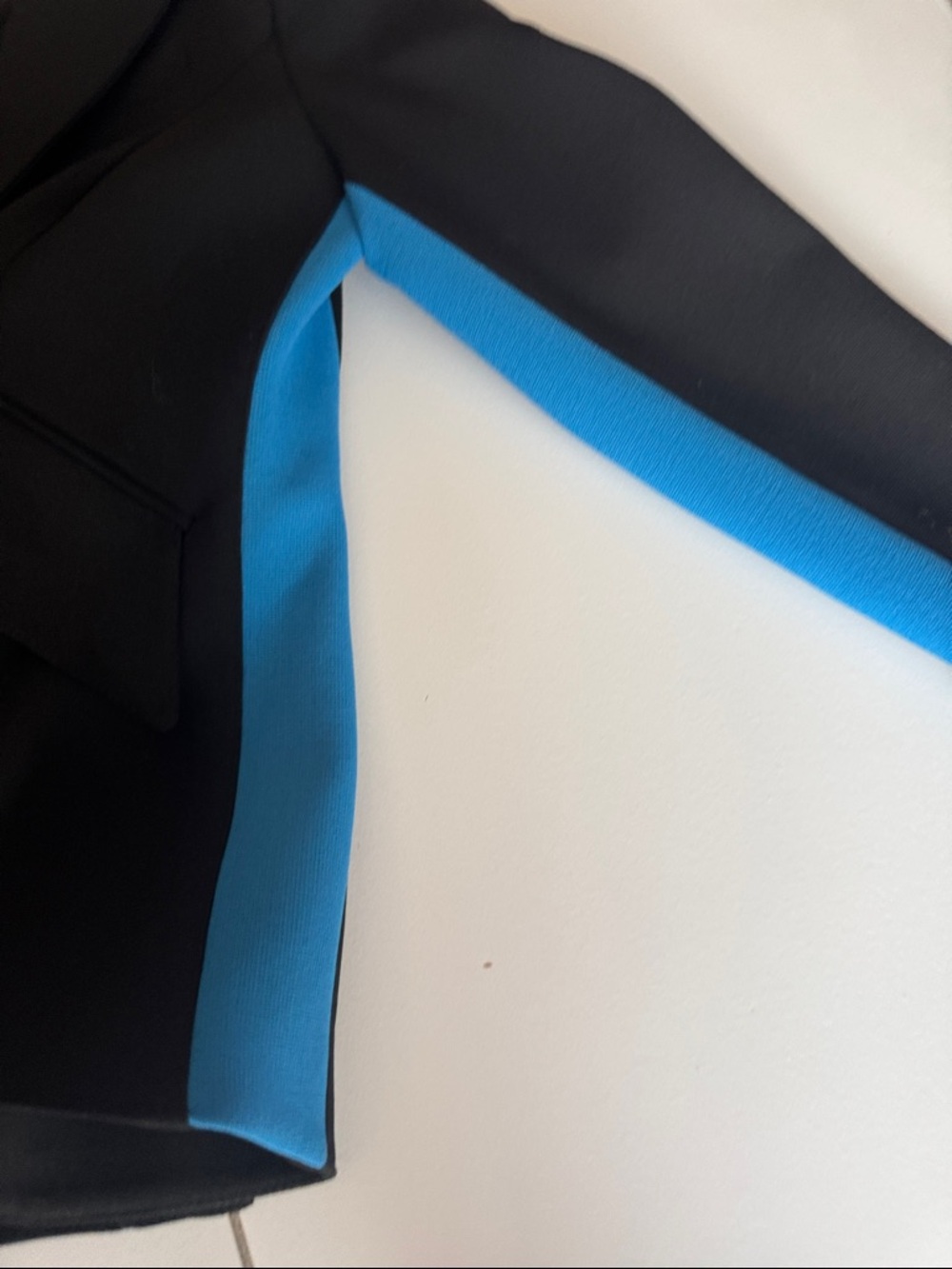Smythe  one button Black  Tuxedo Blazer with Blue Sleeve Stripes - Picture 6 of 11